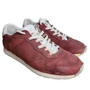 ETQ Amsterdam Men's Low top Red Leather Sneakers Lace Up Casual Shoes Sz 8